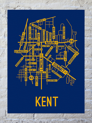 Kent, Ohio Street Map Canvas