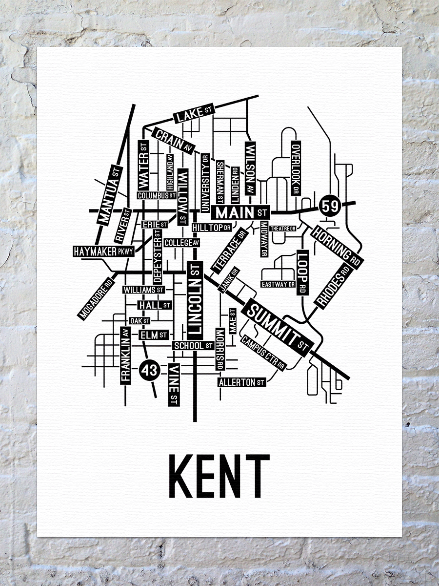 Kent, Ohio Street Map Canvas