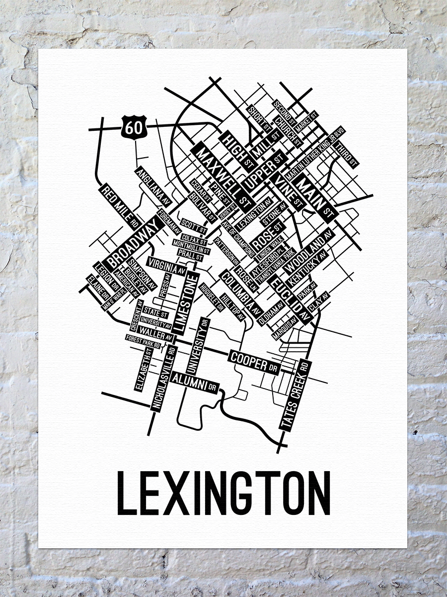 Lexington, Kentucky Street Map Canvas