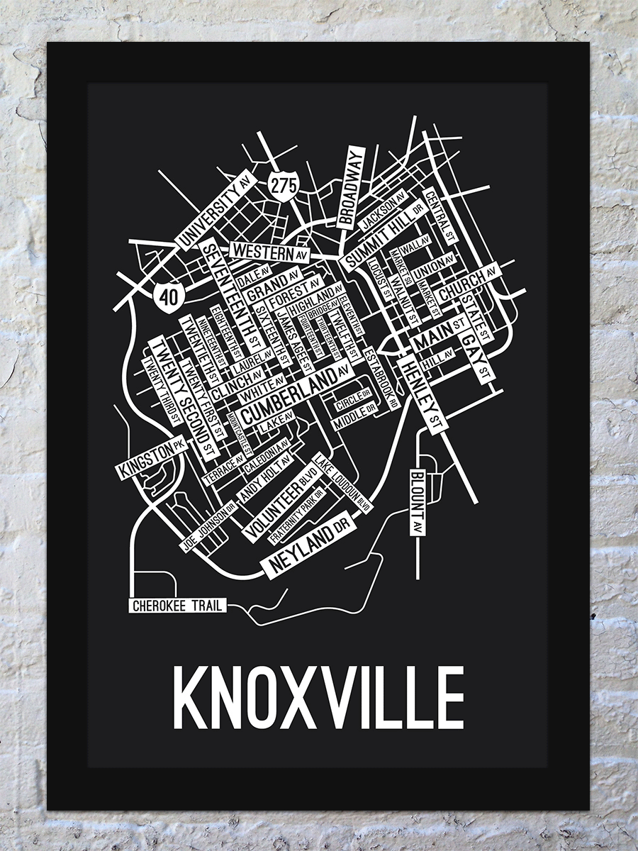 Knoxville, Tennessee Street Map Screen Print