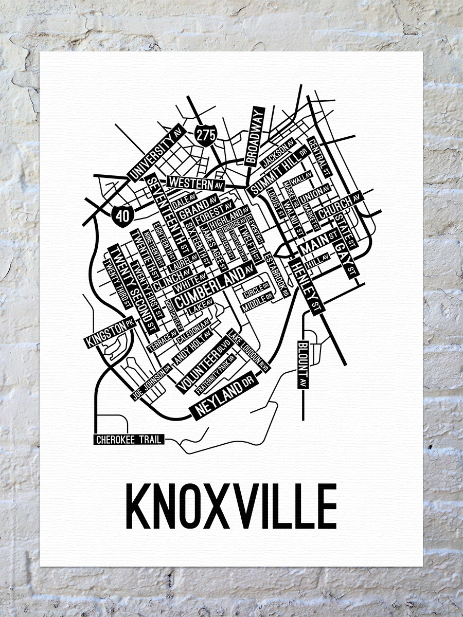 Knoxville, Tennessee Street Map Canvas