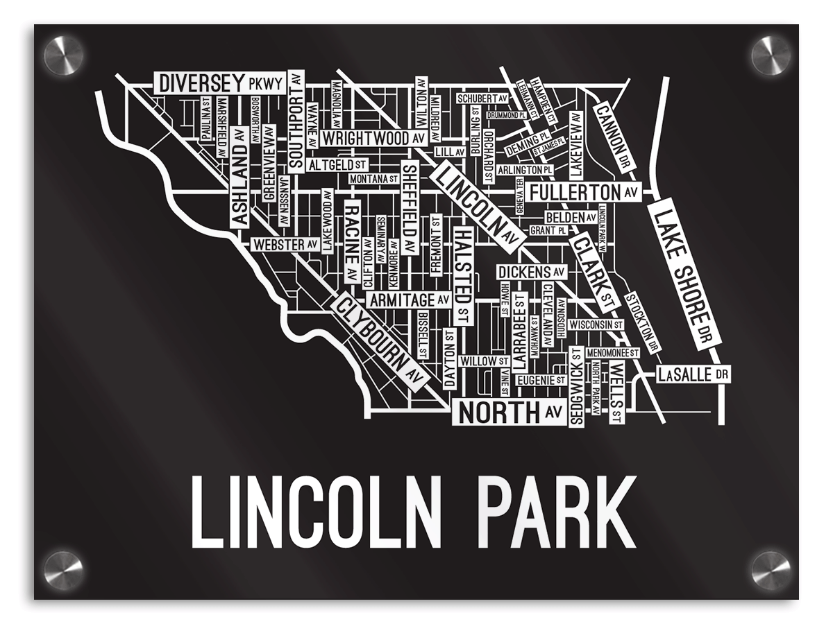 Lincoln Park, Chicago Street Map - School Street Posters