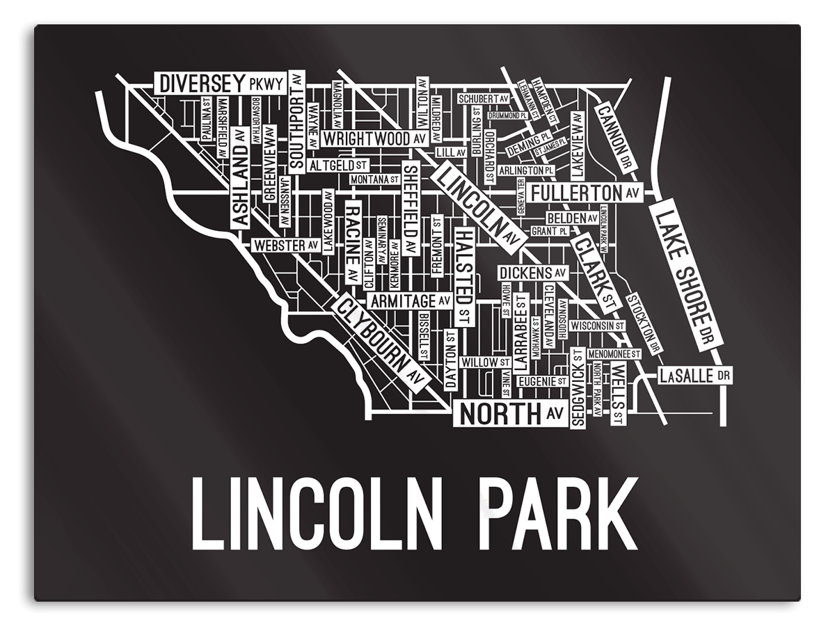 Lincoln Park, Chicago Street Map - School Street Posters