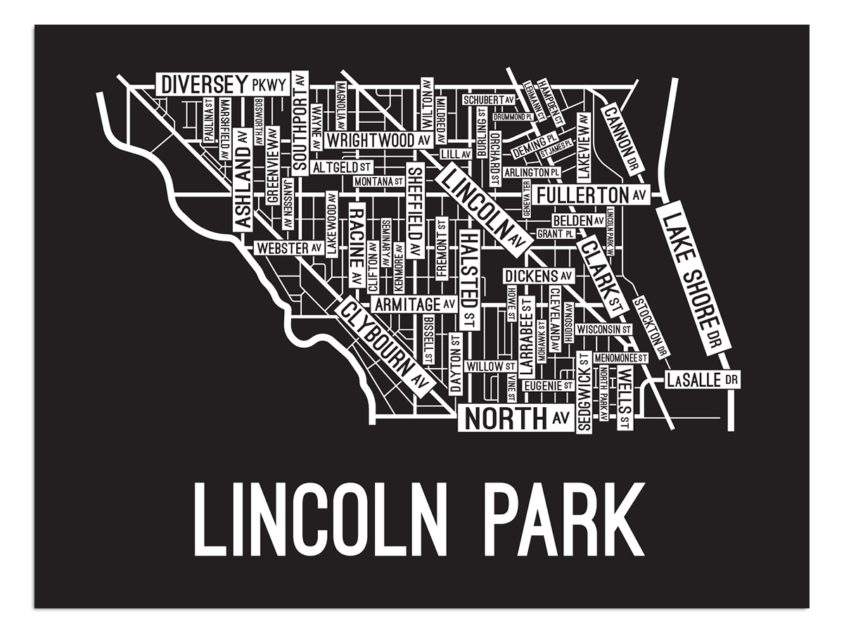 Lincoln Park, Chicago Street Map - School Street Posters