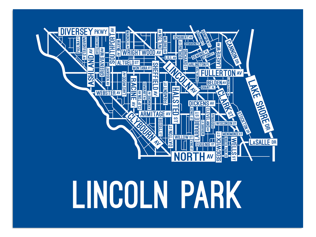 Lincoln Park, Chicago Street Map - School Street Posters