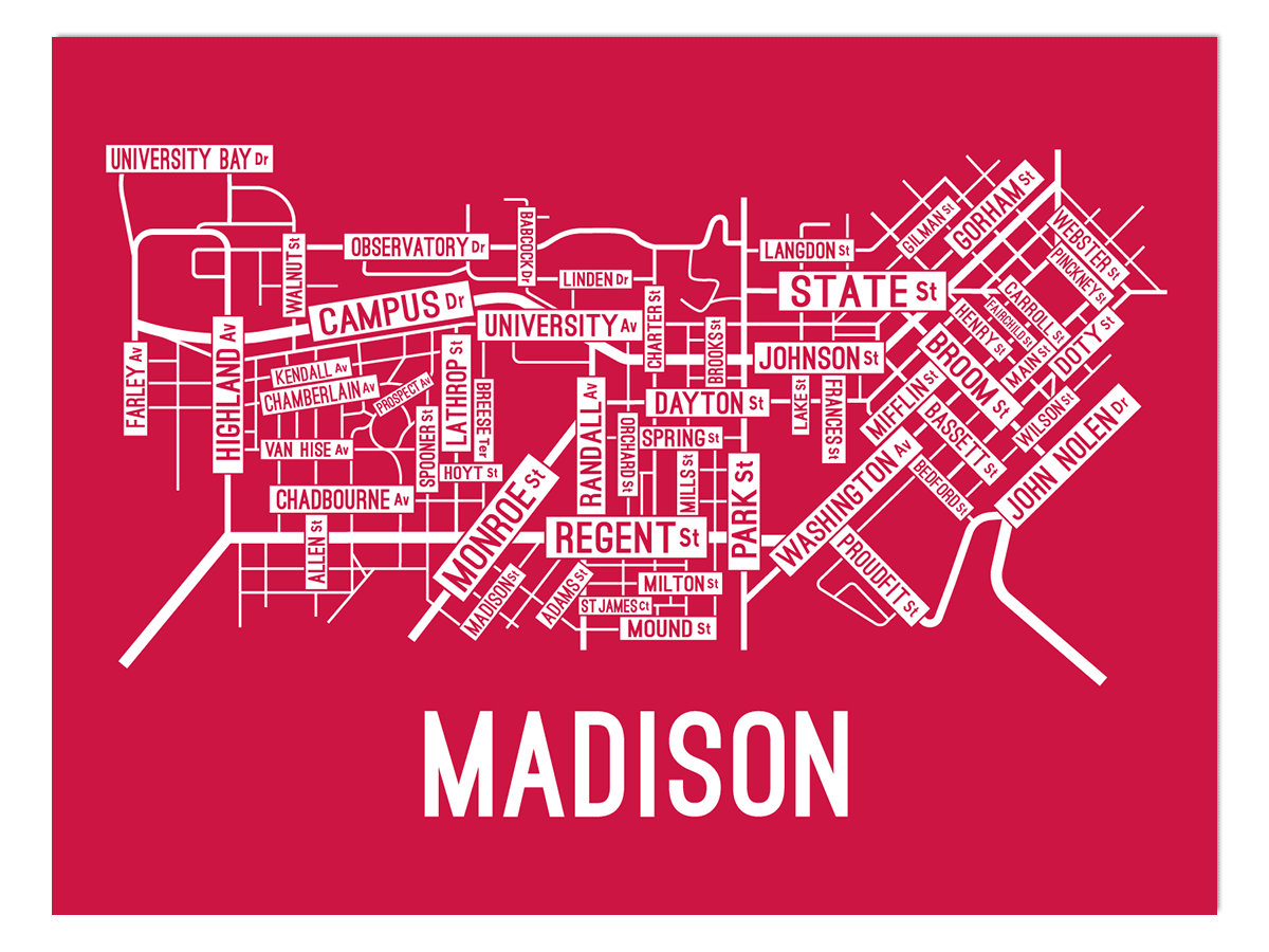 Madison, Wisconsin Street Map - School Street Posters