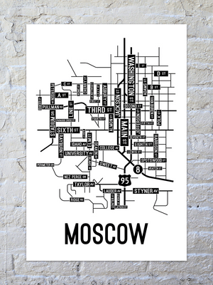 Moscow, Idaho Street Map Poster