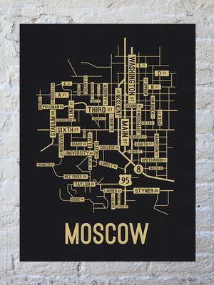 Moscow, Idaho Street Map Canvas