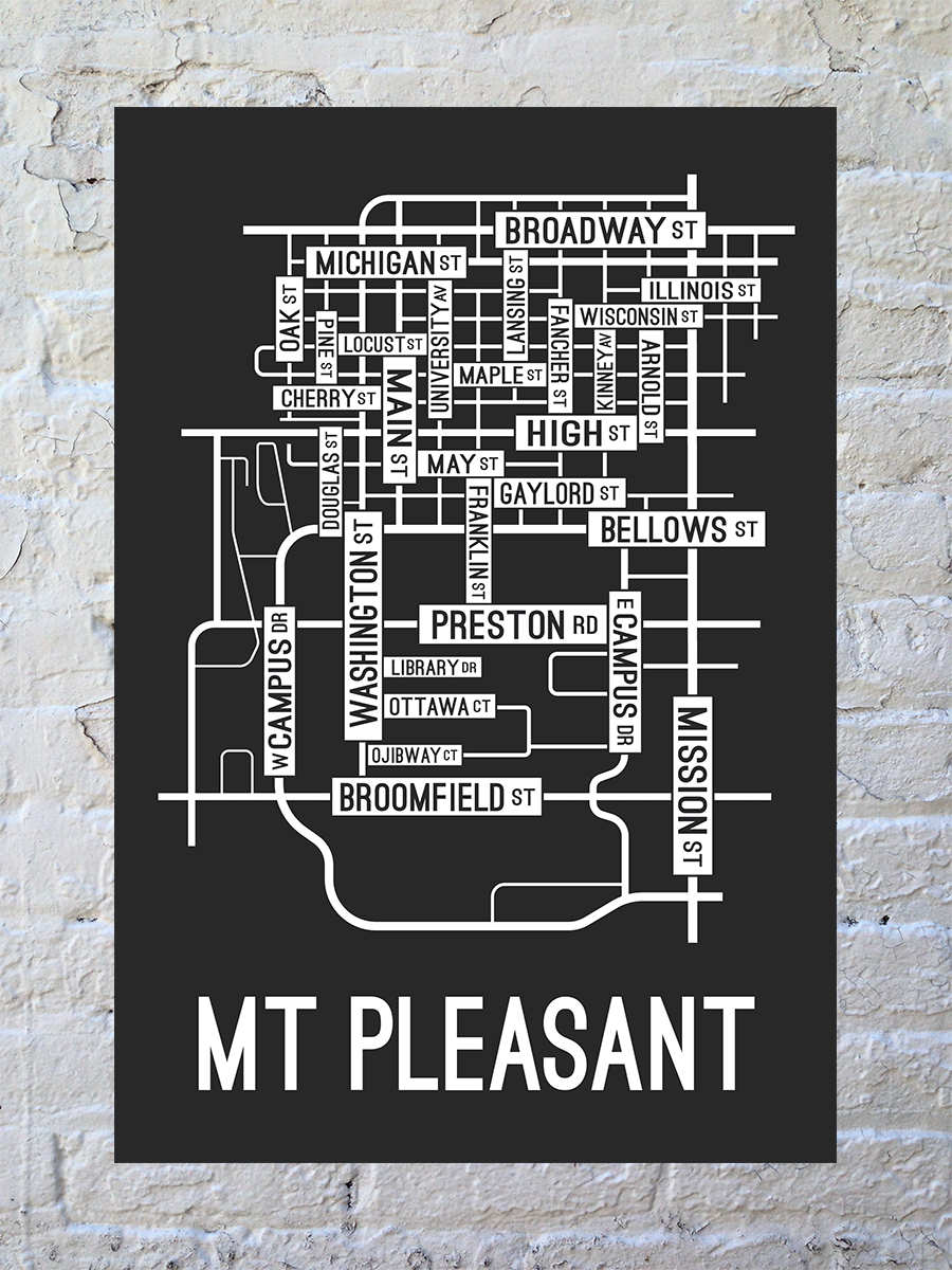 Mount Pleasant, Michigan Street Map Poster