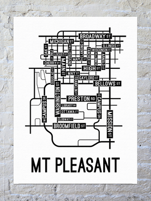 Mount Pleasant, Michigan Street Map Canvas