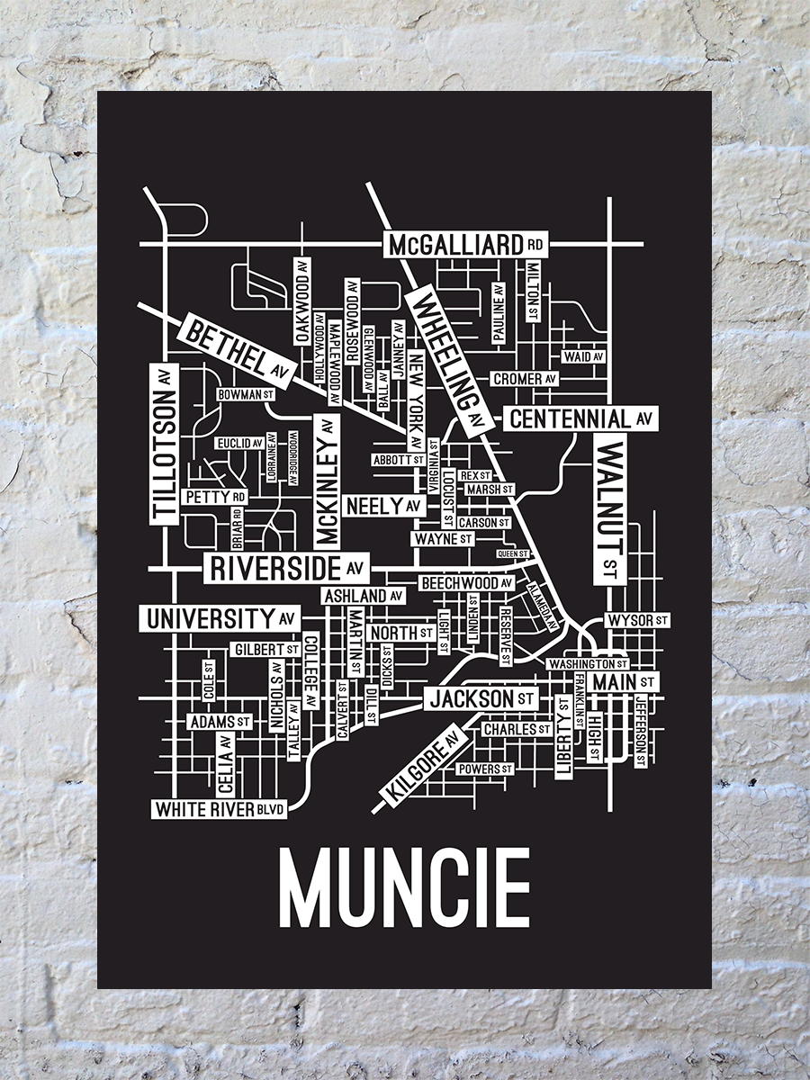 Muncie, Indiana Street Map Poster