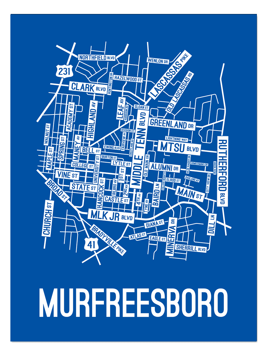 Murfreesboro, Tennessee Street Map