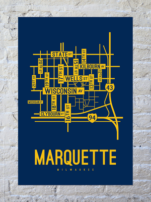 Marquette, Milwaukee Street Map Poster