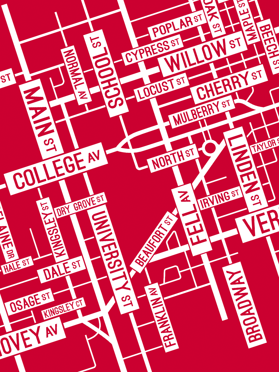 Normal, Illinois Street Map - School Street Posters