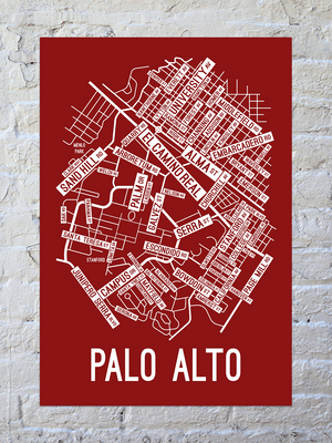 Palo Alto, California Street Map Poster