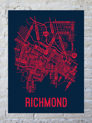 Richmond, Virginia Street Map Canvas