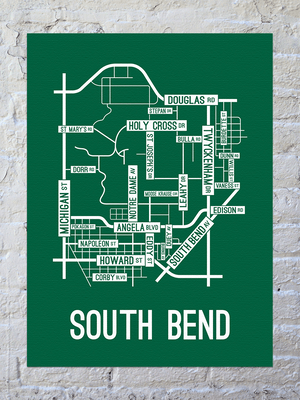 South Bend, Indiana Street Map Canvas