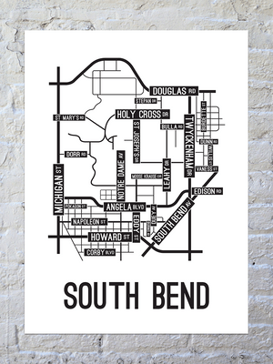 South Bend, Indiana Street Map Poster