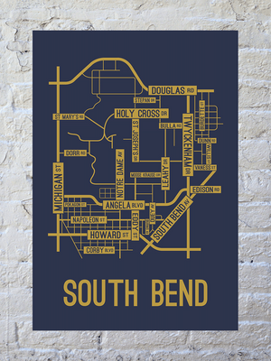 South Bend, Indiana Street Map Print