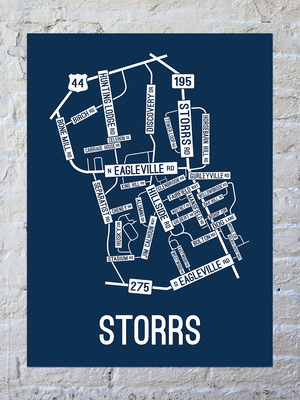 Storrs, Connecticut Street Map Canvas