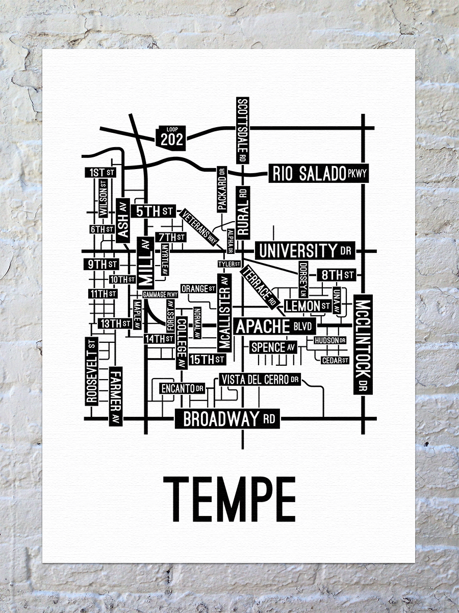 Tempe, Arizona Street Map Canvas