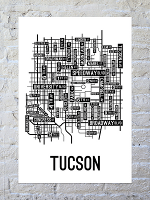 Tucson, Arizona Street Map Poster