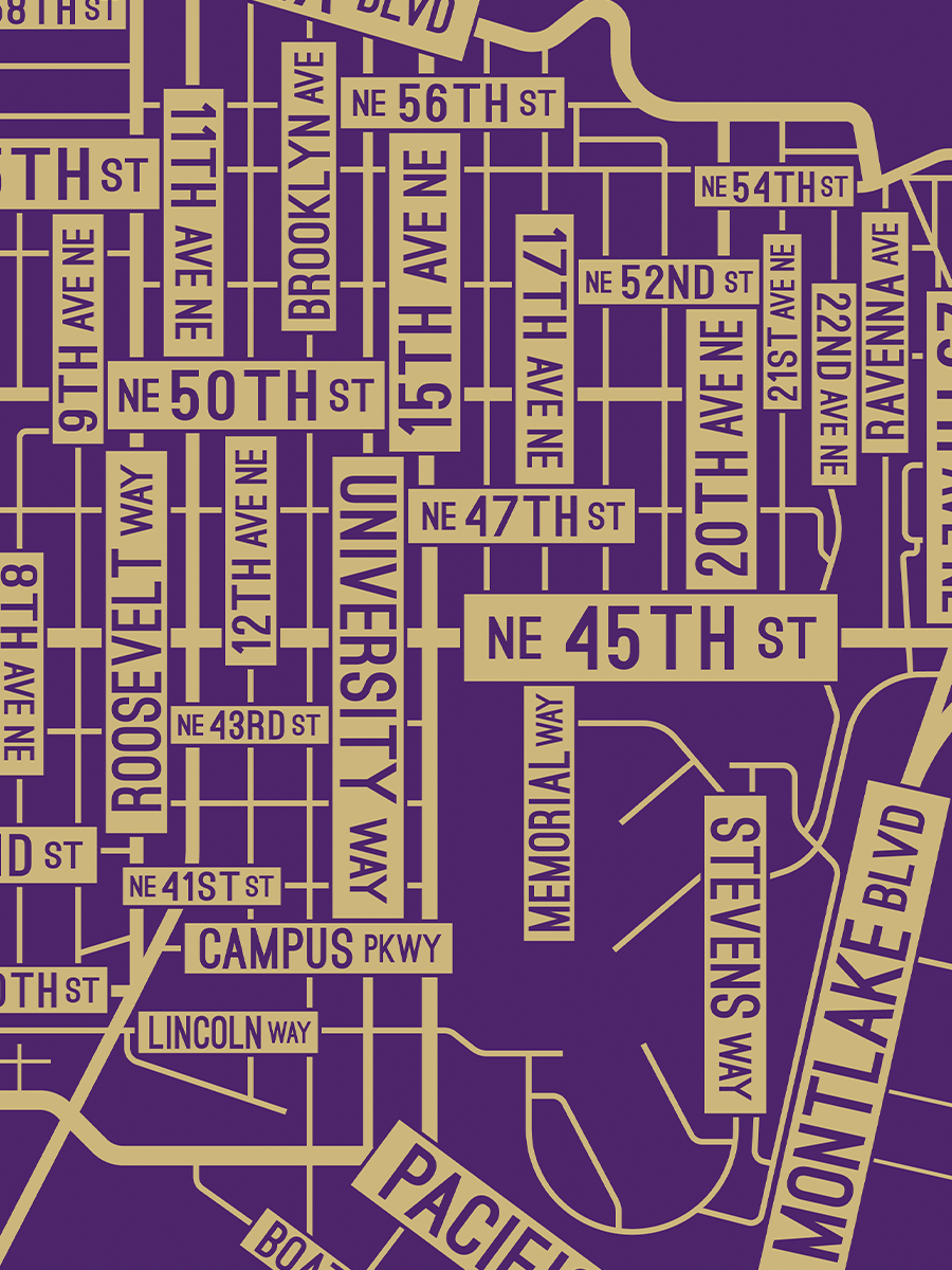 U District, Seattle, Washington Street Map - School Street Posters