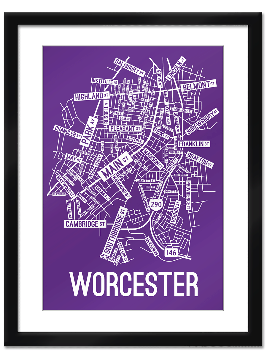 Worcester, Massachusetts Street Map