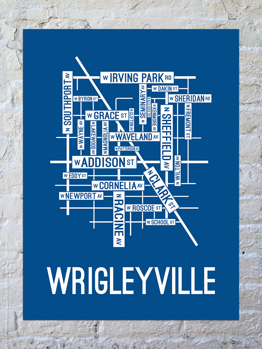 Wrigleyville, Chicago Street Map Canvas