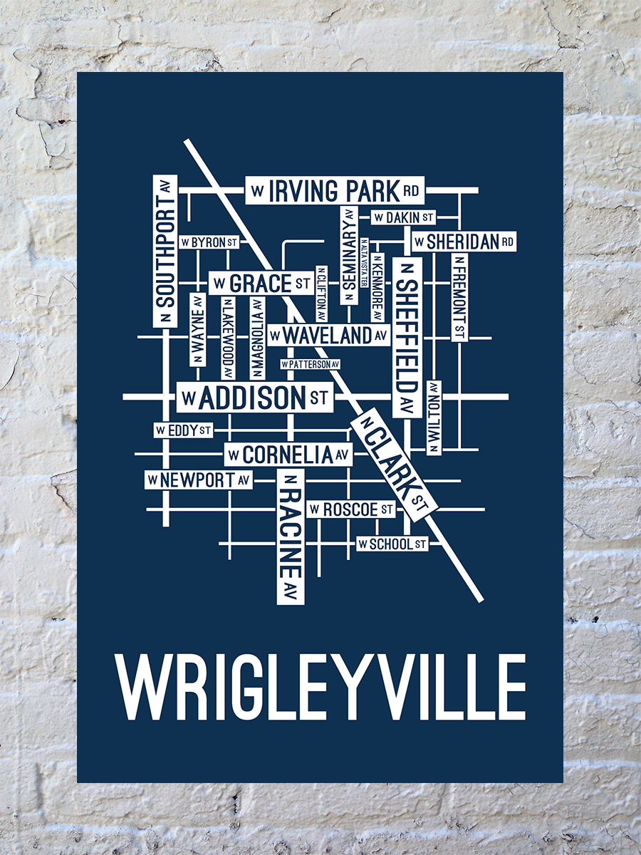 Wrigleyville, Chicago Street Map Poster