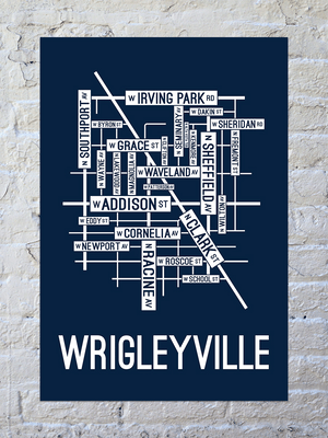 Wrigleyville, Chicago Street Map Print