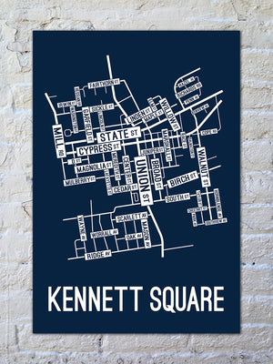 Kennett Square, Pennsylvania Street Map Screen Print