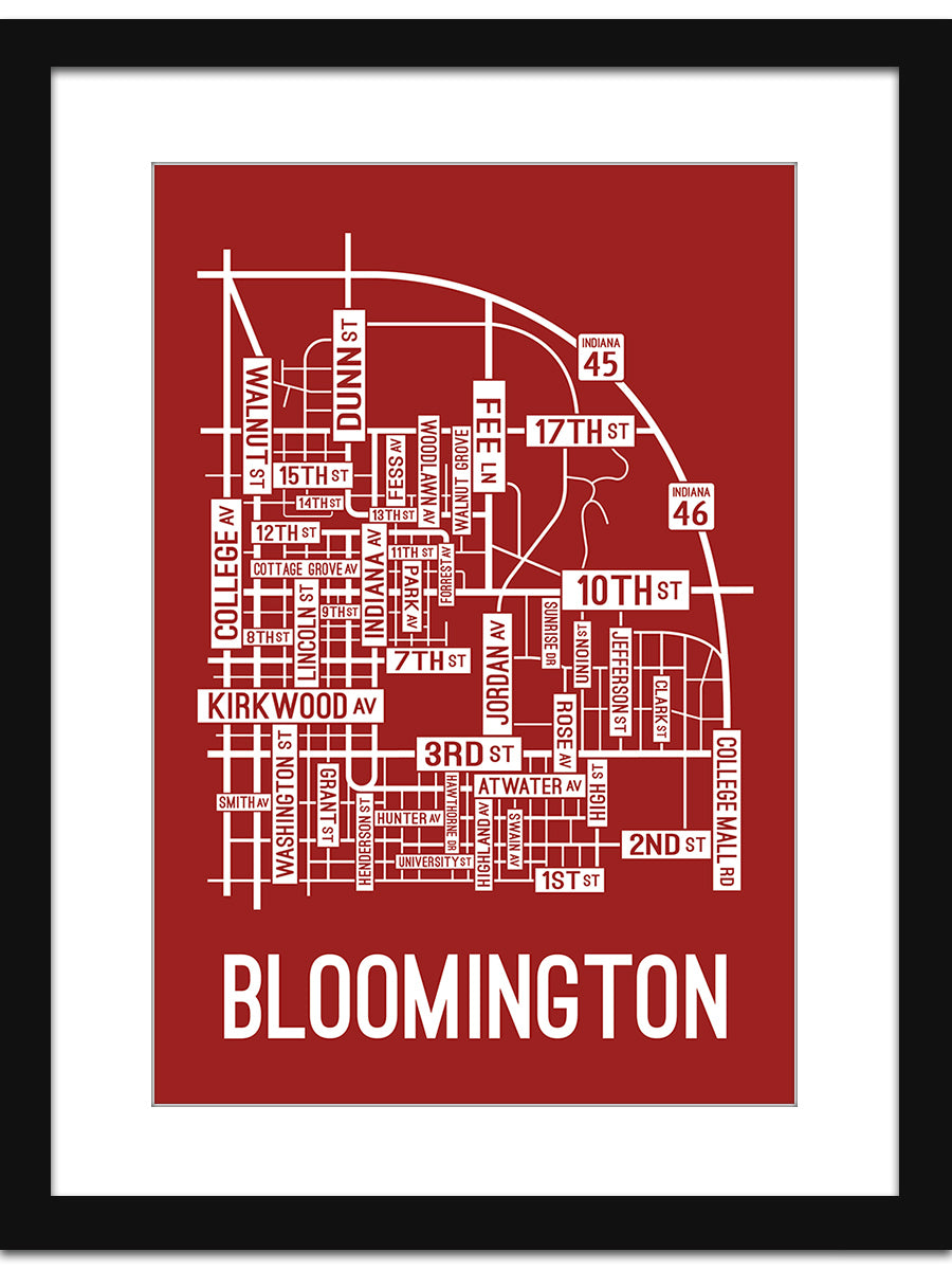 Bloomington, Indiana Street Map Print School Street Posters