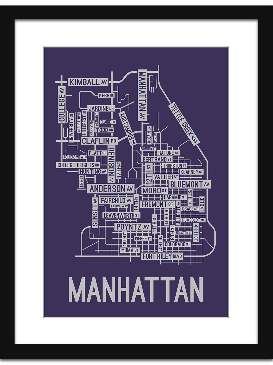 Manhattan, Kansas Street Map Screen Print