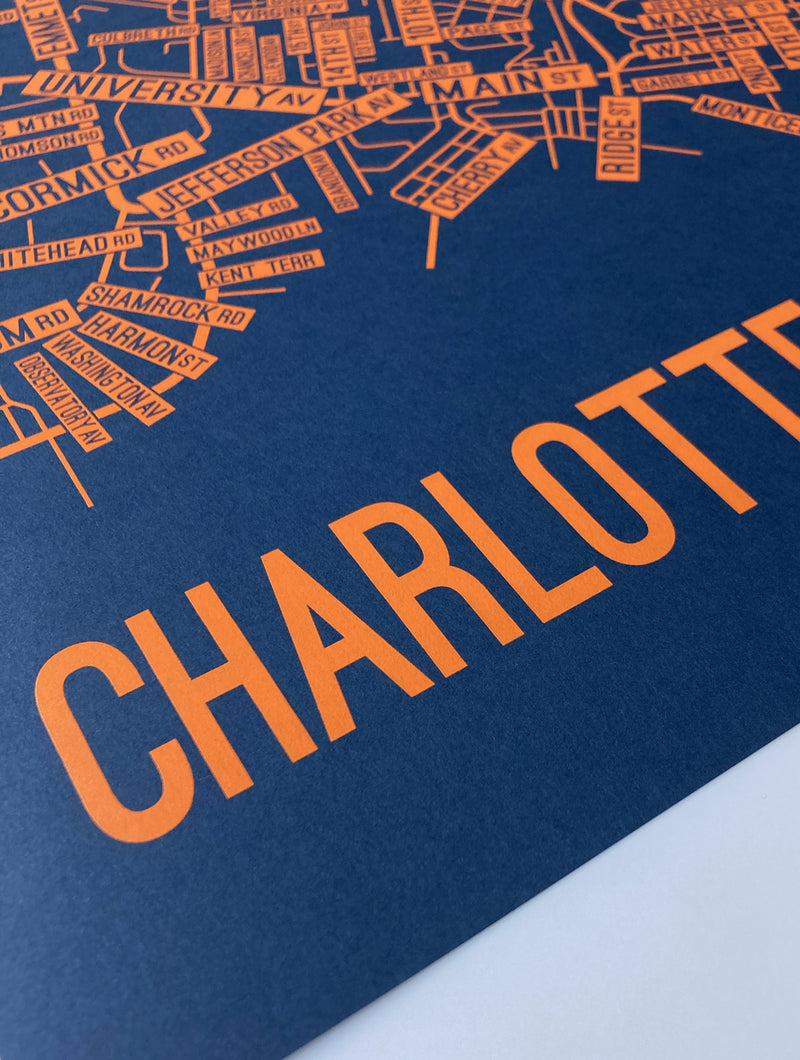 Charlottesville, Virginia Street Map Print School Street Posters