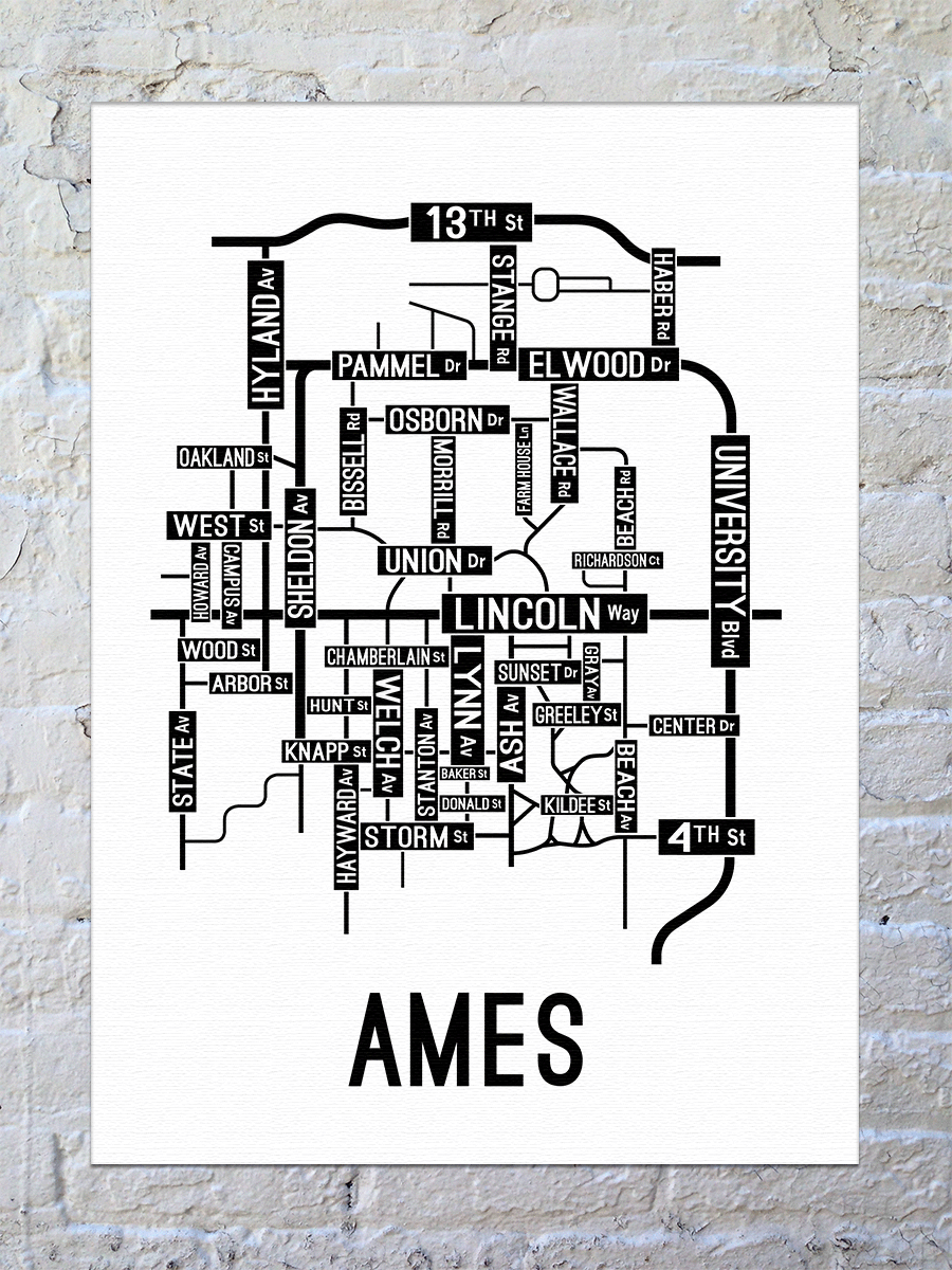 Ames Iowa Street Map Canvas School Street Posters ames-iowa-street-map-canvas-school-street-posters
