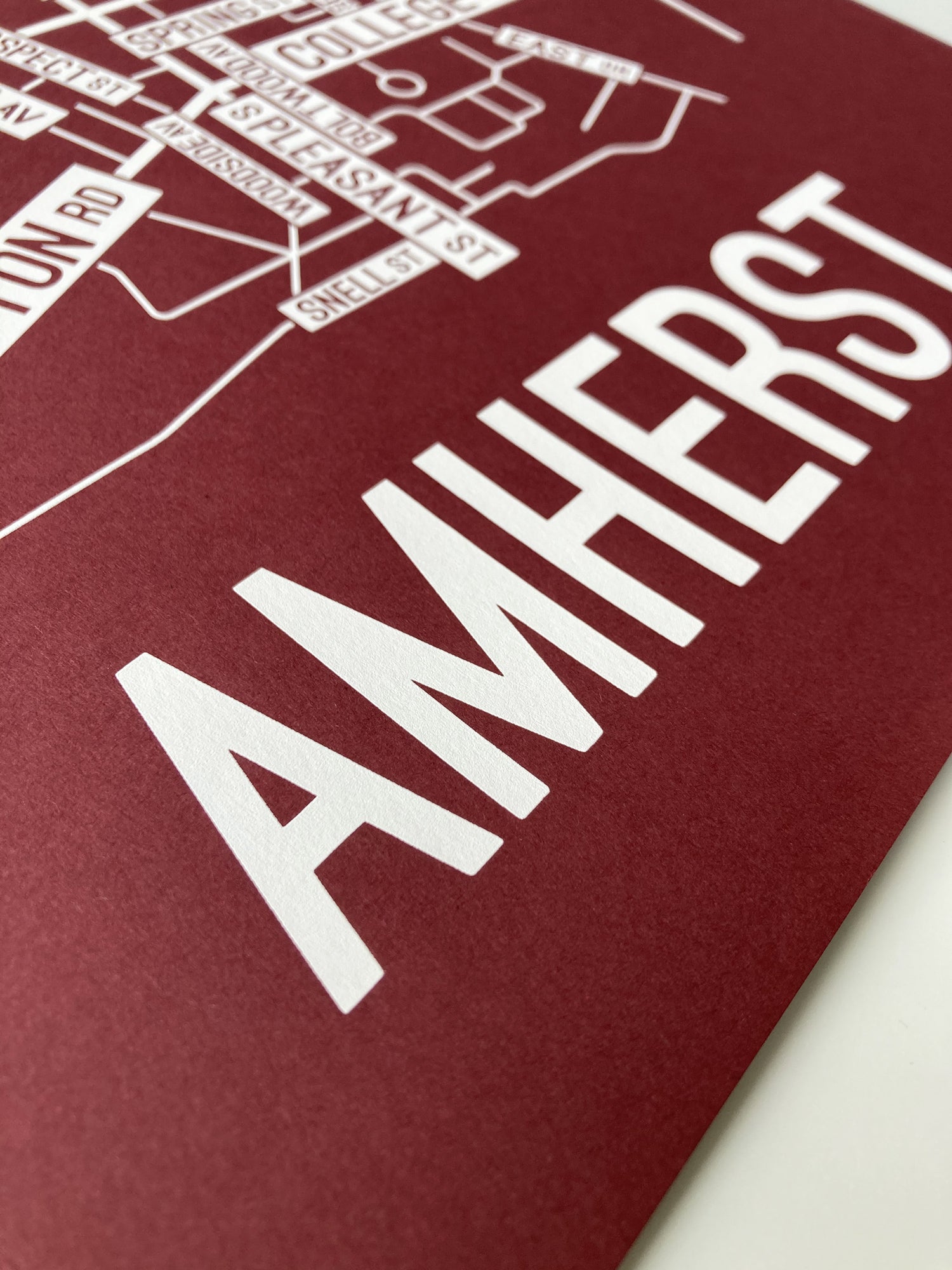 Amherst, Massachusetts Street Map Print School Street Posters