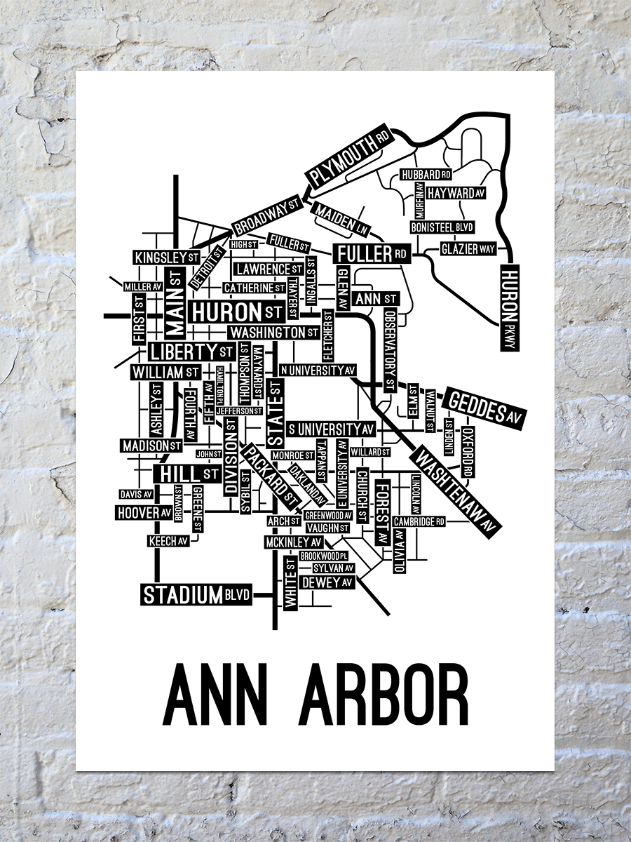 Ann Arbor, Michigan Street Map Poster