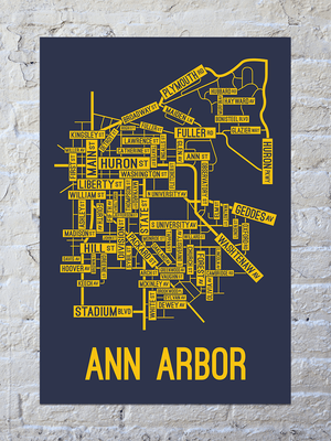 Ann Arbor, Michigan Street Map Print