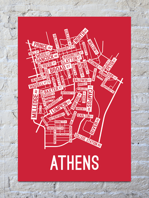 Athens, Georgia Street Map Screen Print
