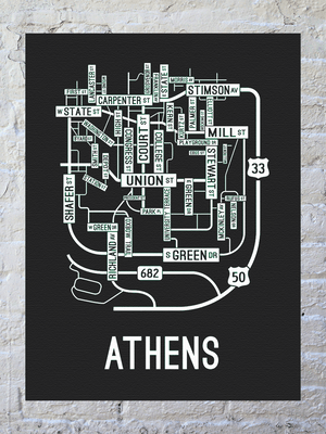 Athens, Ohio Street Map Canvas