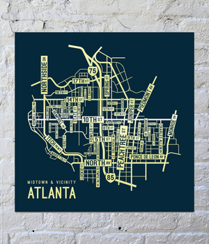 Midtown, Atlanta Street Map Screen Print