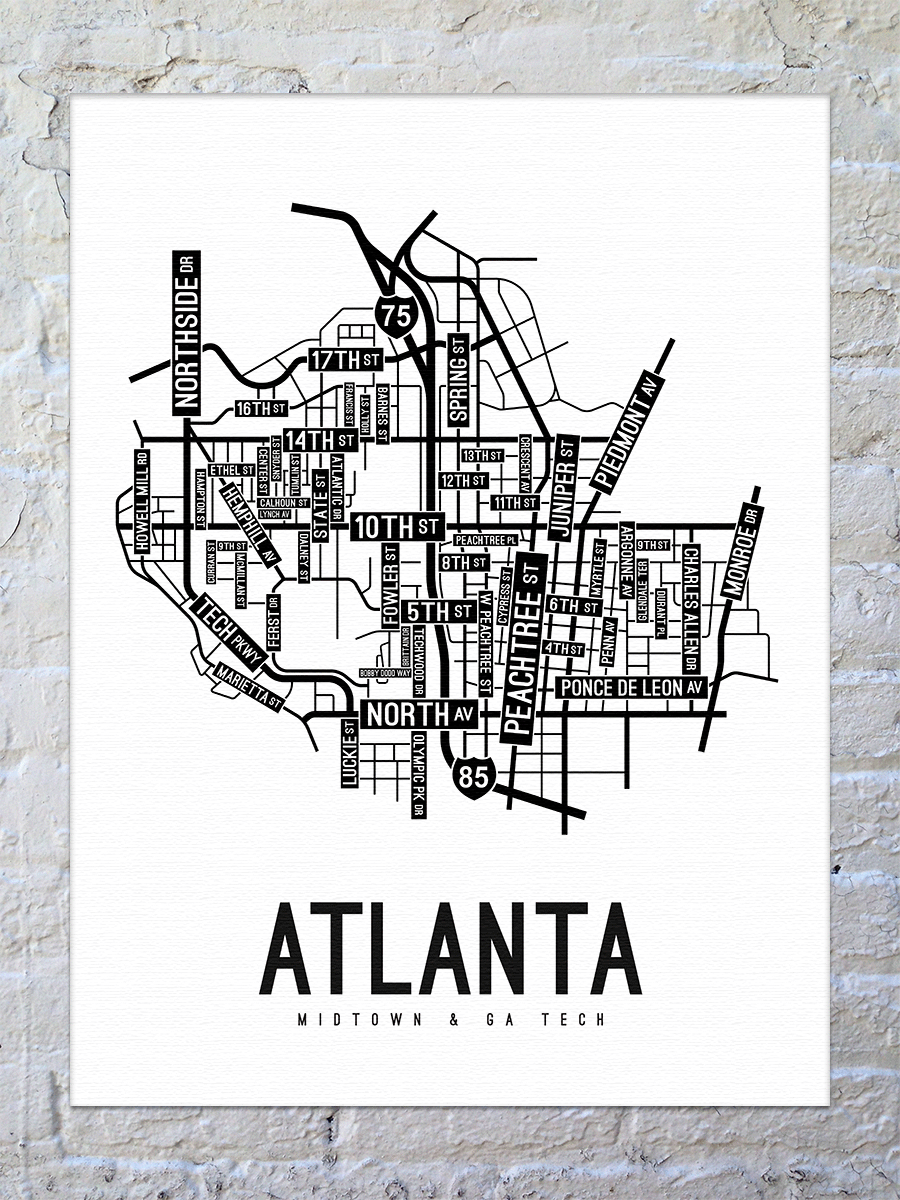 Atlanta University Center Street Map Poster