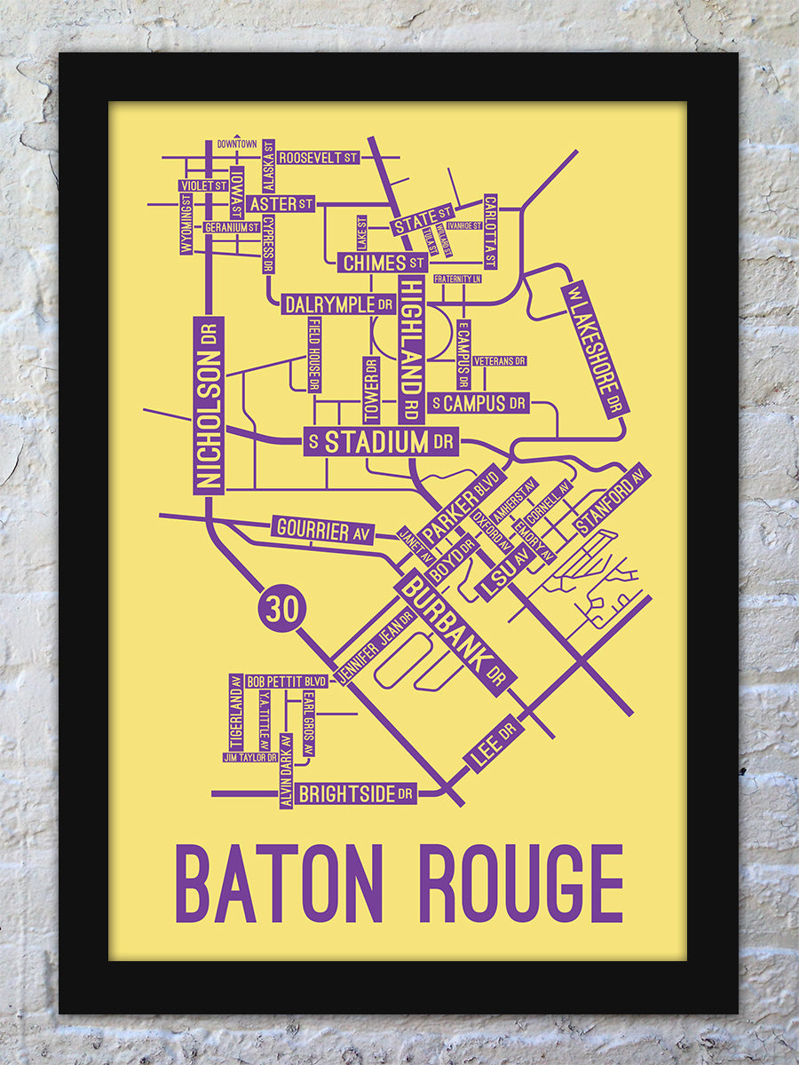Baton Rouge, Louisiana Street Map Screen Print