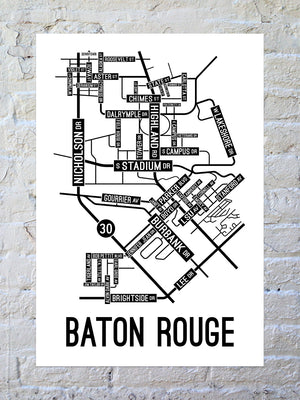 Baton Rouge, Louisiana Street Map Poster