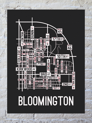 Bloomington, Indiana Street Map Canvas