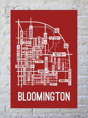 Bloomington, Indiana Street Map Screen Print
