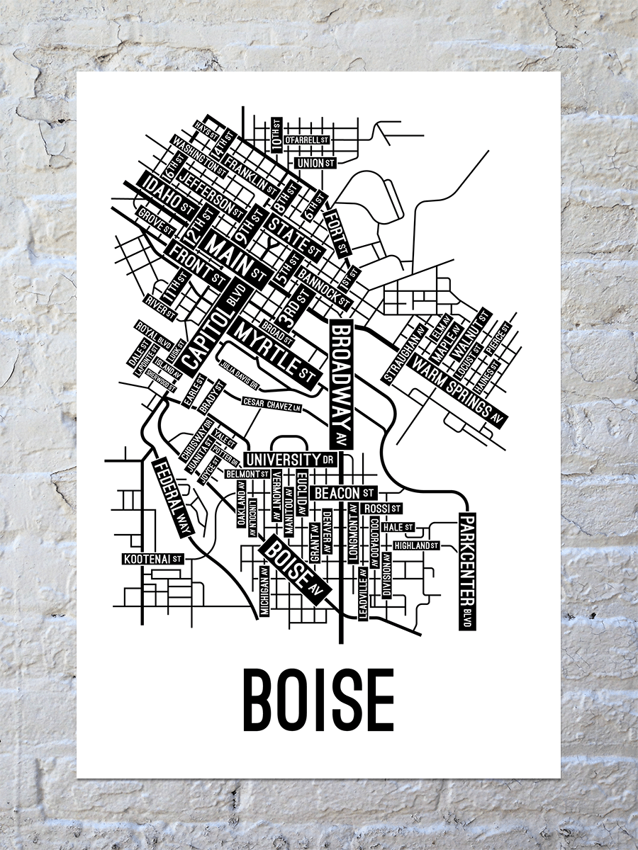 Boise, Idaho Street Map Poster - School Street Posters