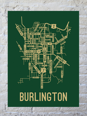Burlington, Vermont Street Map Canvas