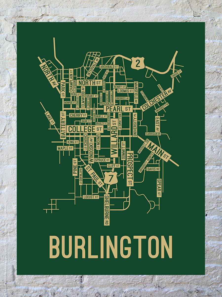 Burlington, Vermont Street Map Poster